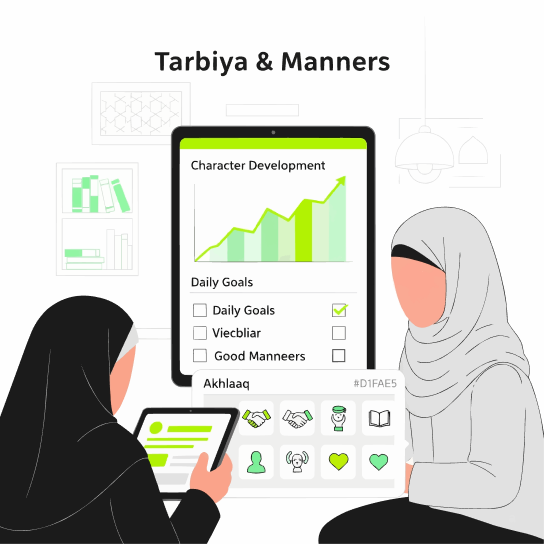 Ilmify Tarbiyah and Salah Spiritual Growth Tracking Illustration