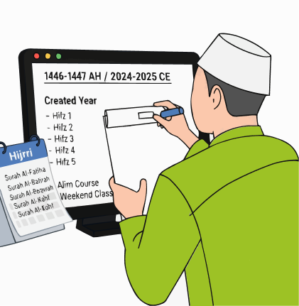 Ilmify Islamic Curriculum and Hifz Tracking Illustration